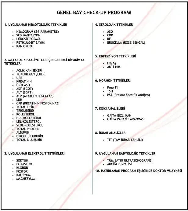 Genel Erkek Check-up Programı