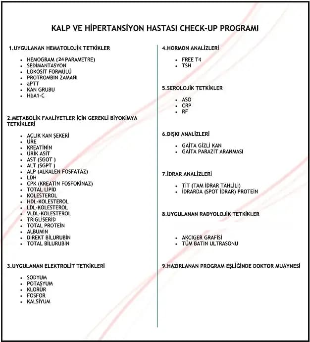 Kalp ve Hipertansiyon Hastası Check-up Programı