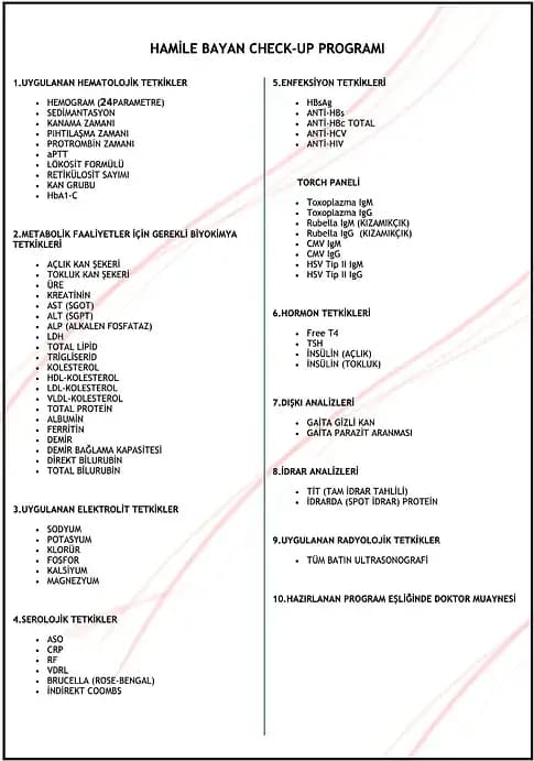 Hamile Kadın Check-up Programı