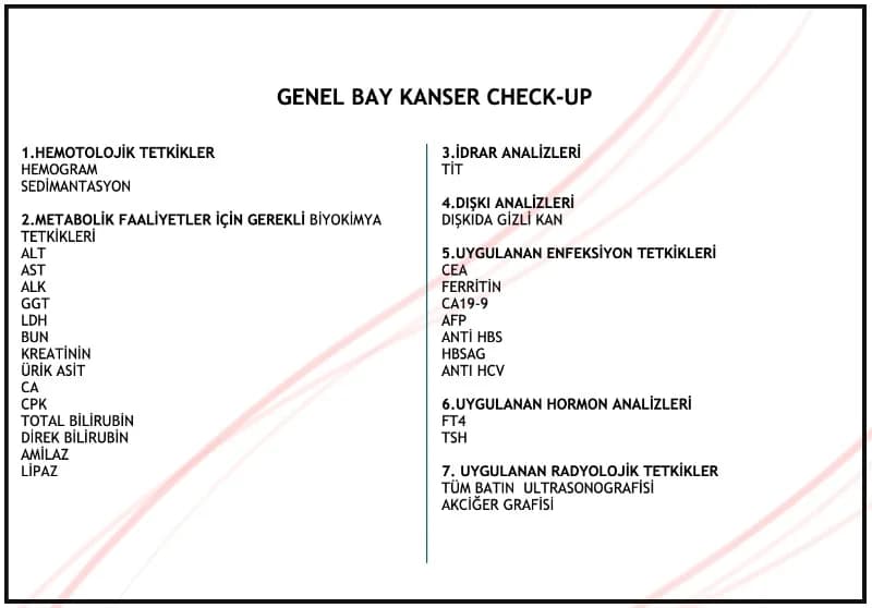 Genel Erkek Kanser Check-up Programı